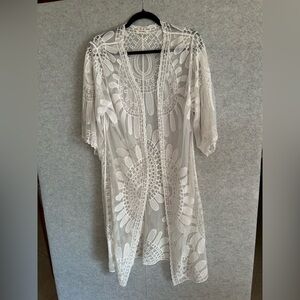 Rebellion White Crochet Lace Open Cardigan